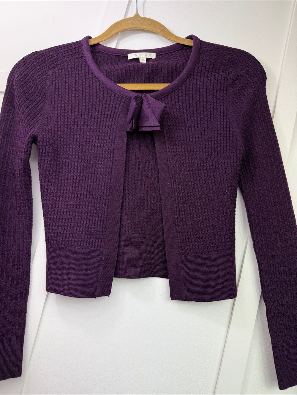 PAULE KA Deep Purple Knit Bow-Front Cardigan